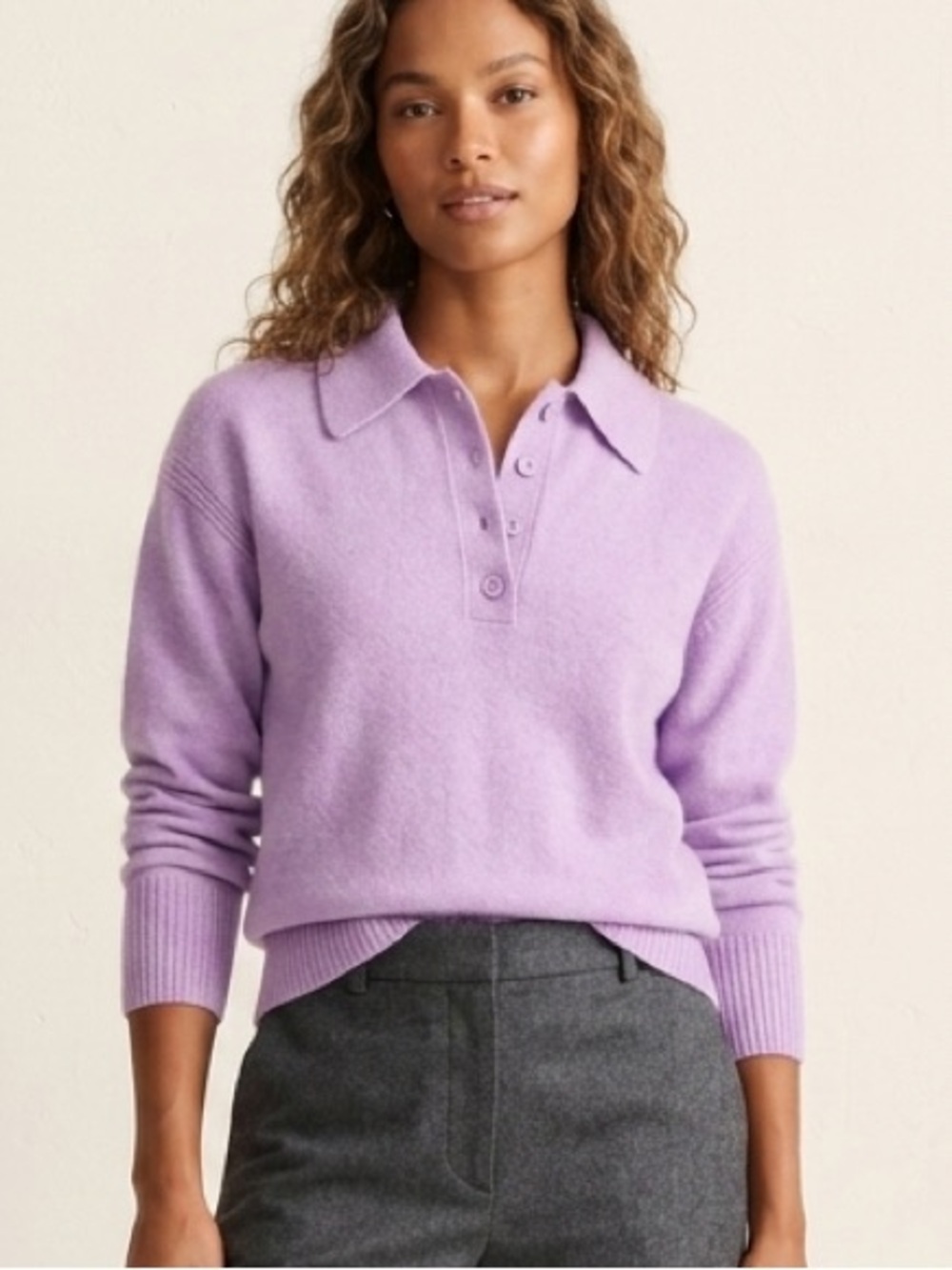 J. Crew Polo Sweater Women’s Small Lilac Purple Merino Wool Alpaca Blend - Picture 1 of 9